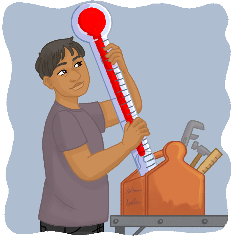 Nelson takes his feelings thermometer out of his coping toolbox