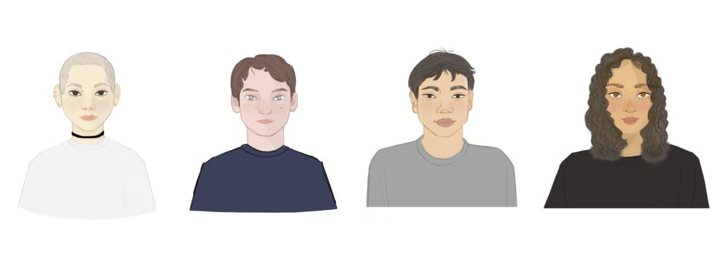 CCT four characters illustration